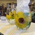 Handpainted Spring Sunflower wine glass Stemless Wine Goblet